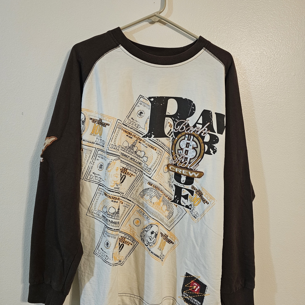 Y2K Raw Blue Classic Bark Roll Crew Shirt Sz XL